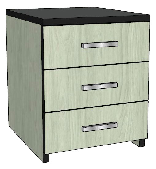 Contempo Pedestal\/Nightstand with Three (3) Equal Drawers